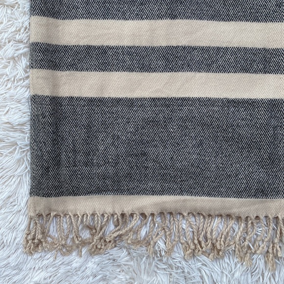 Loft Fringe Open Poncho 💗 Tan & Black - Picture 13 of 16